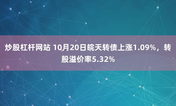 炒股杠杆网站 10月20日皖天转债上涨1.09%，转股溢价率5.32%